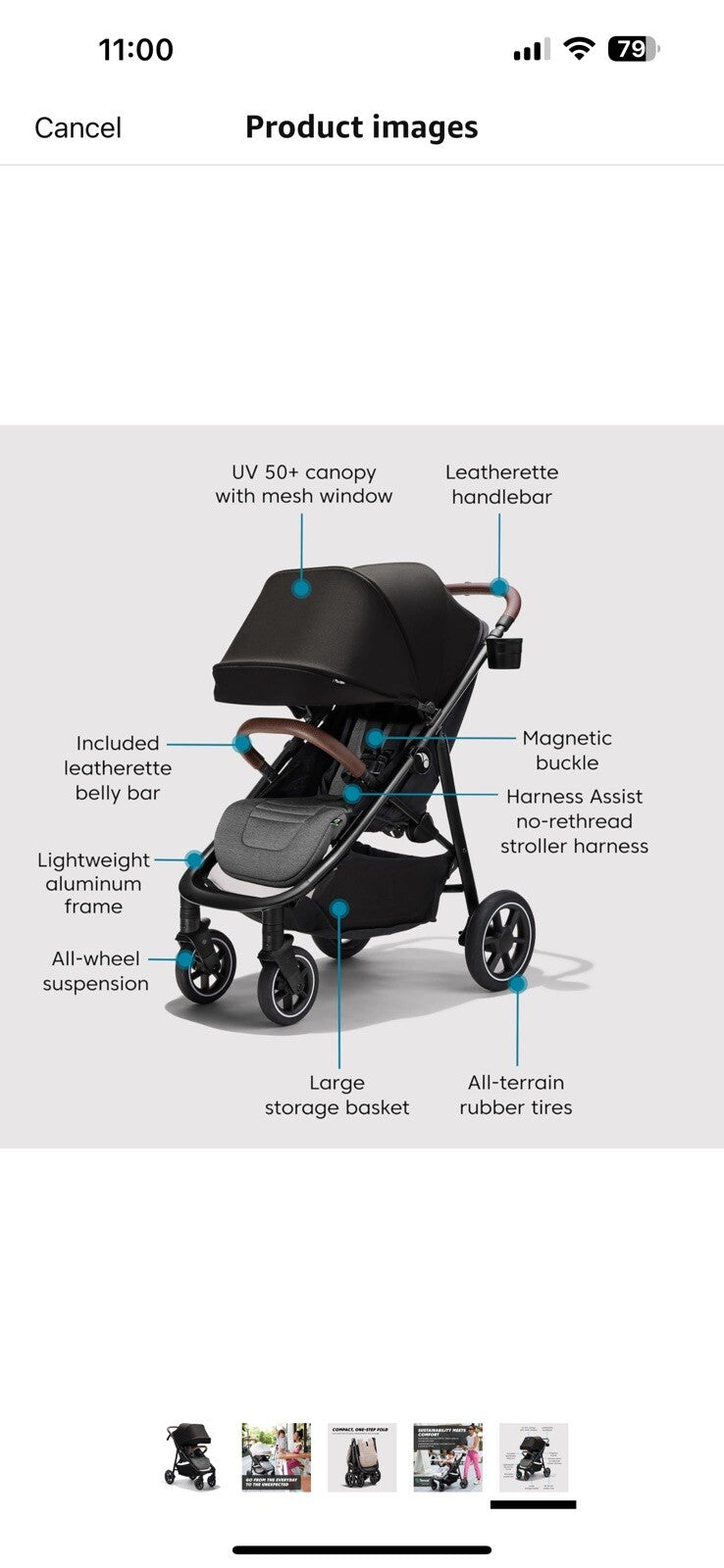 Baby Jogger City Mini Air Lightweight Stroller, Rich Black - All-Terrain Wheel