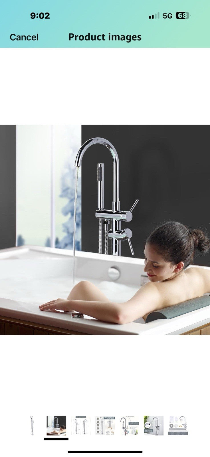 Freestanding Tub Filler Faucet, Floor Mount Chrome Bathtub Faucet 