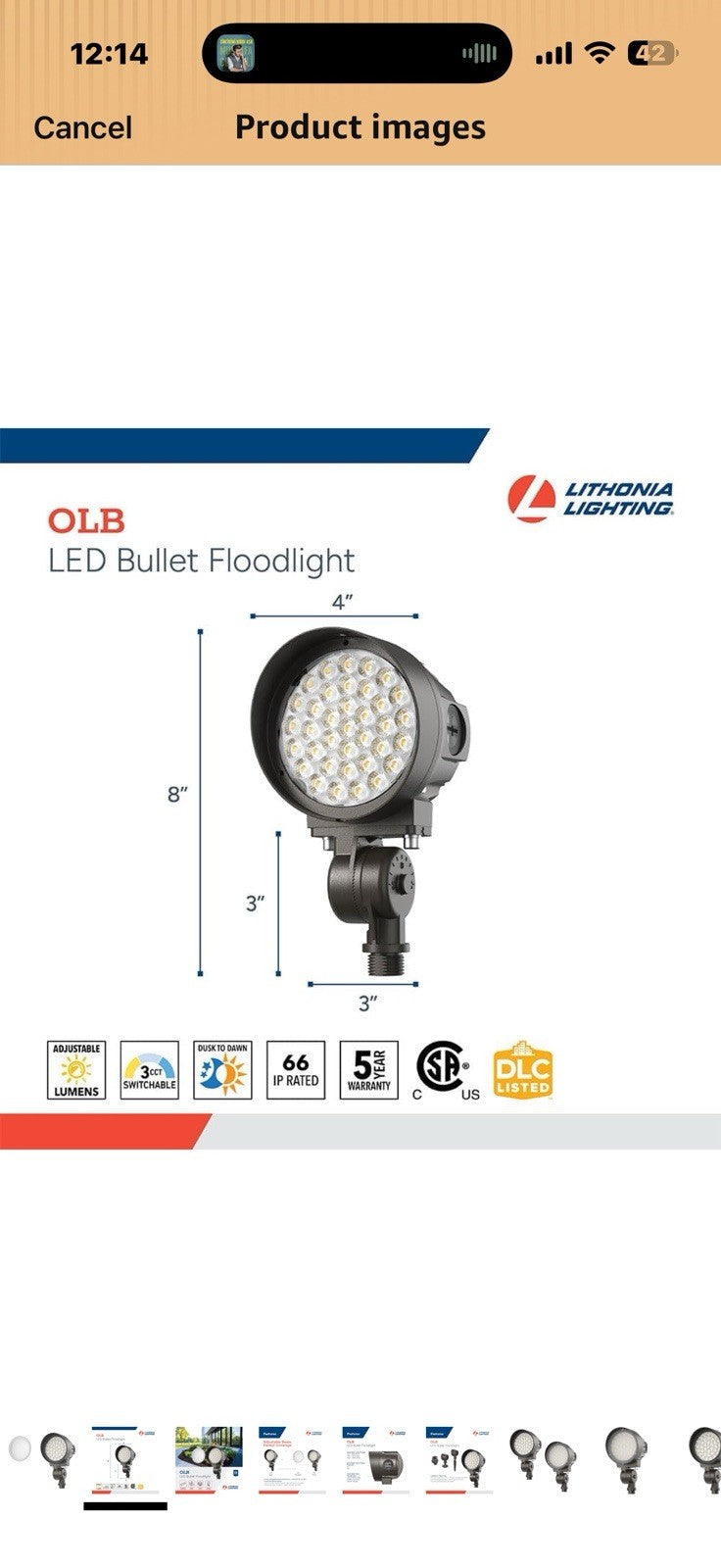 Lithonia Lighting 36-in-1 OLB LED Floodlight Outdoor Light Fixture