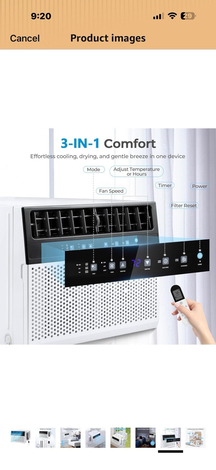 Electactic U-Shaped Window Air Conditioner,Window AC Unit Cools up tp 450 