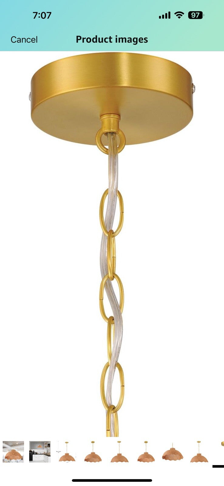 Creative Co-Op 60-Watt Large Scalloped Rattan Pendant Lighting, Natural