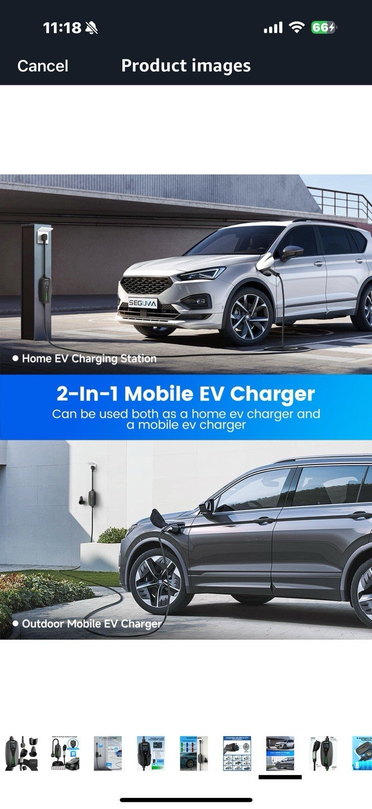 NEMA 14-30 Level 2 EV Charger, Electric Vehicle Portable Charger with 24A 240V