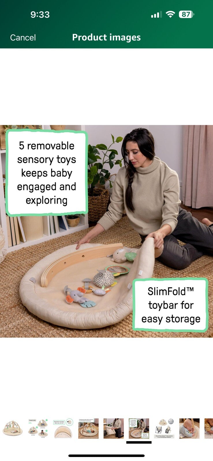 Ingenuity Every Season Plush Lambswool Baby Play Gym and Play Mat, 