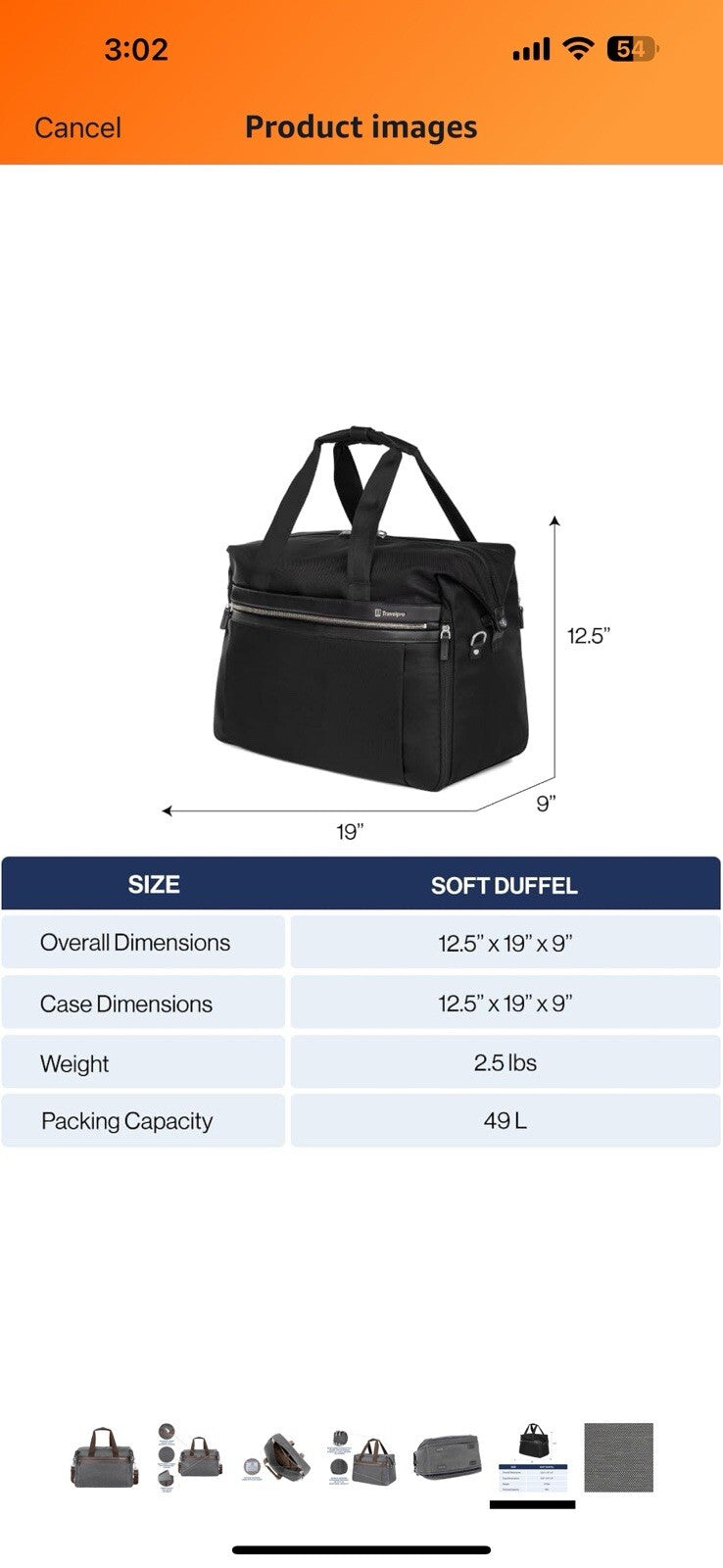 Travelpro Platinum Elite Carry on Soft Travel Duffel Bag
