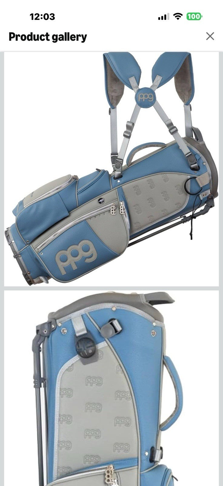 PPG Pin Point Golf Triumph Series Leather Stand Bag, 7-Way Club Divider,