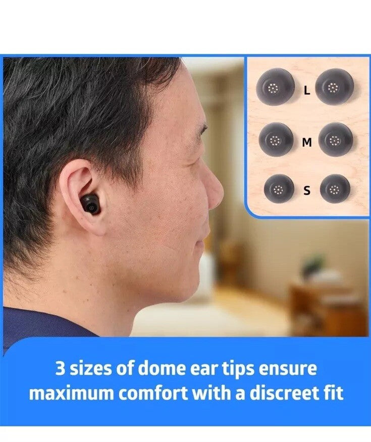 Medline Rechargeable OTC Hearing Aids, Black, in-The-Ear, 4 Environmental 