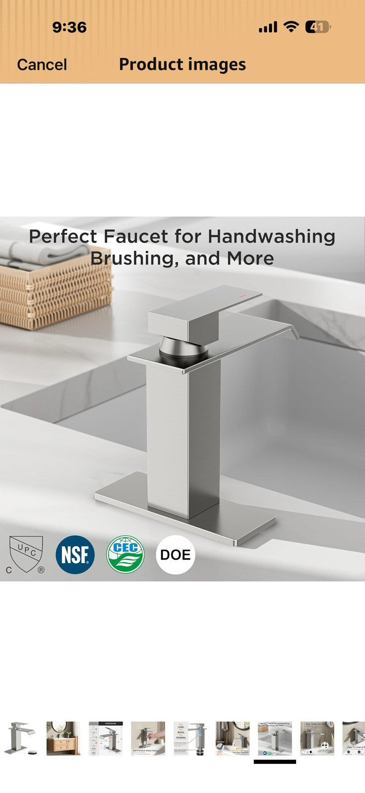 FORIOUS Bathroom Faucet Brushd Nickel Modern Waterfall Bathroom