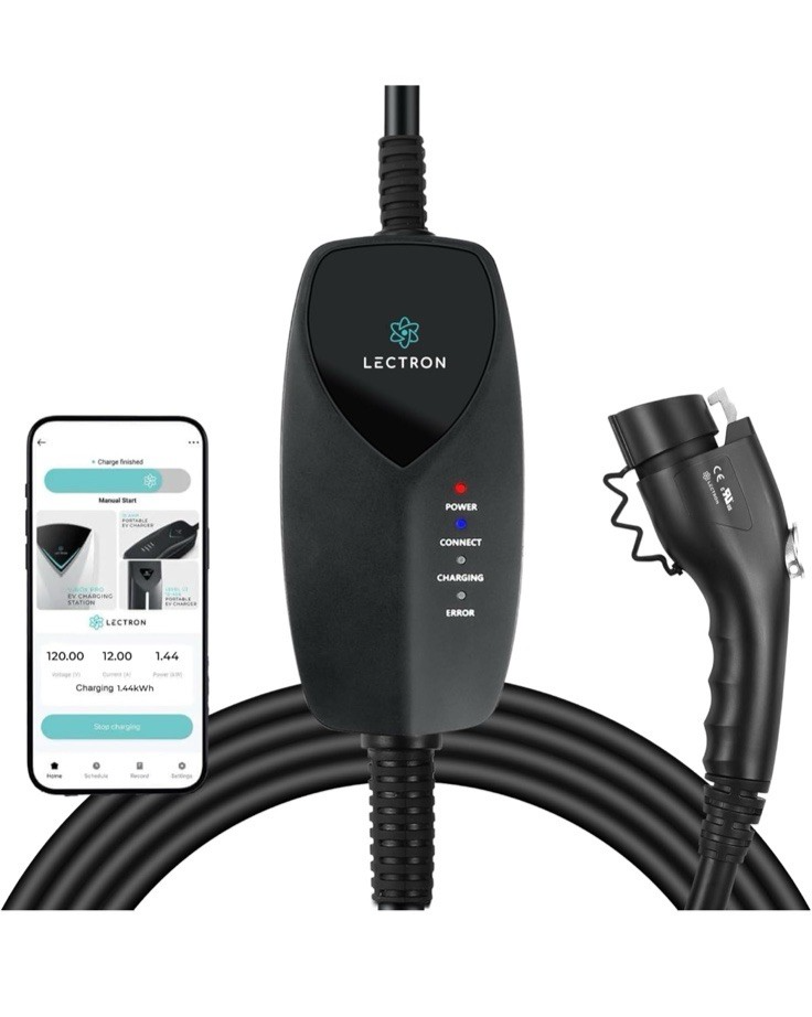 Lectron Level 1 J1772 EV Charger (WiFi) with App Control - 120V, 12 Amp, & 16 ft