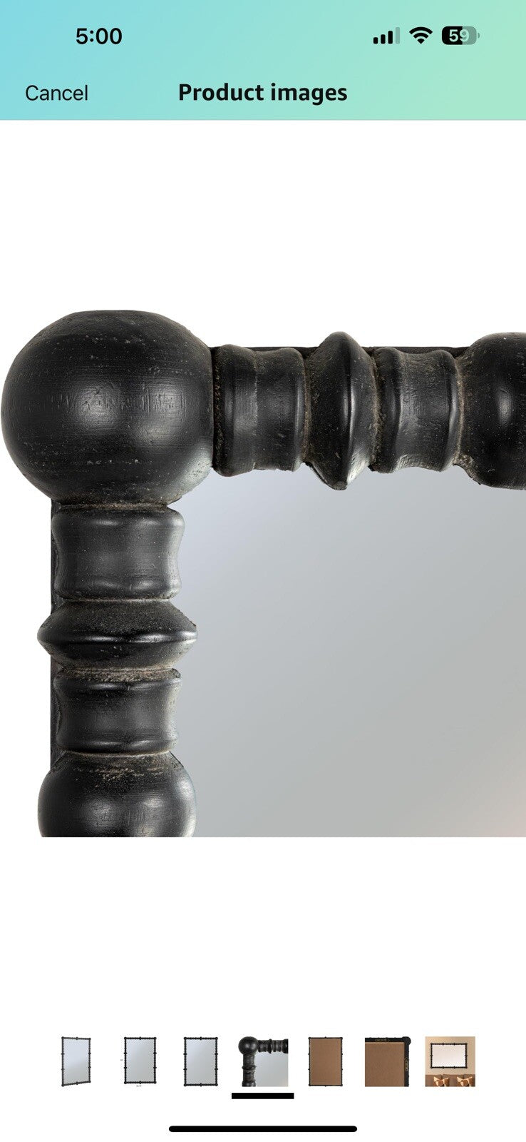 Creative Co-Op Chic Wood Beaded Dowel Frame Mirror, Black