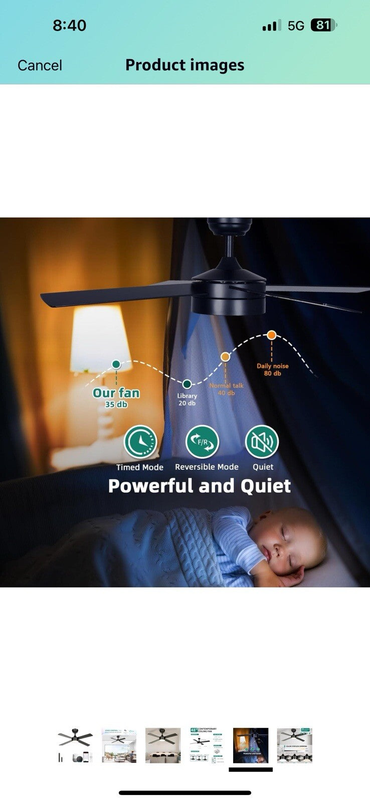 YITAHOME 48 Inch Black Ceiling Fan with Lights and Remote,4 Blades, 