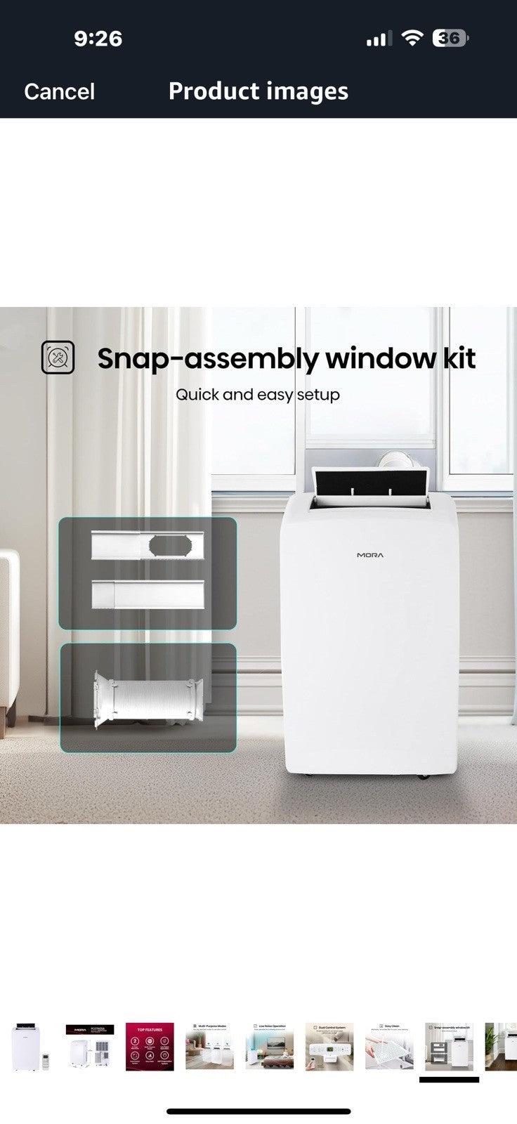 PC07W25A Portable Air Conditioner, 7,000 BTU, White