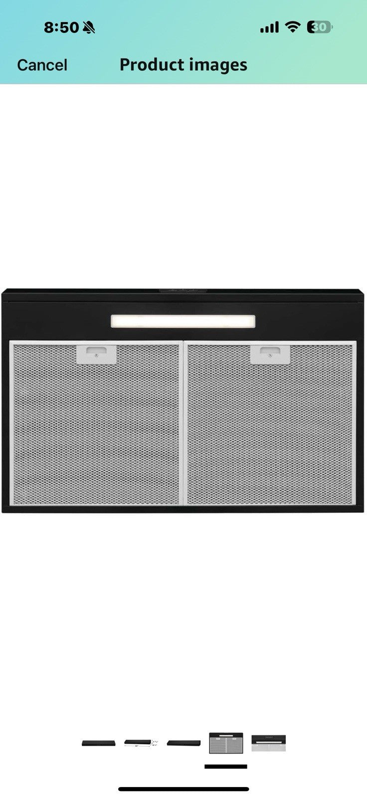 Frigidaire Undercabinet 30" Ventilation Hood with 220 CFM in Black