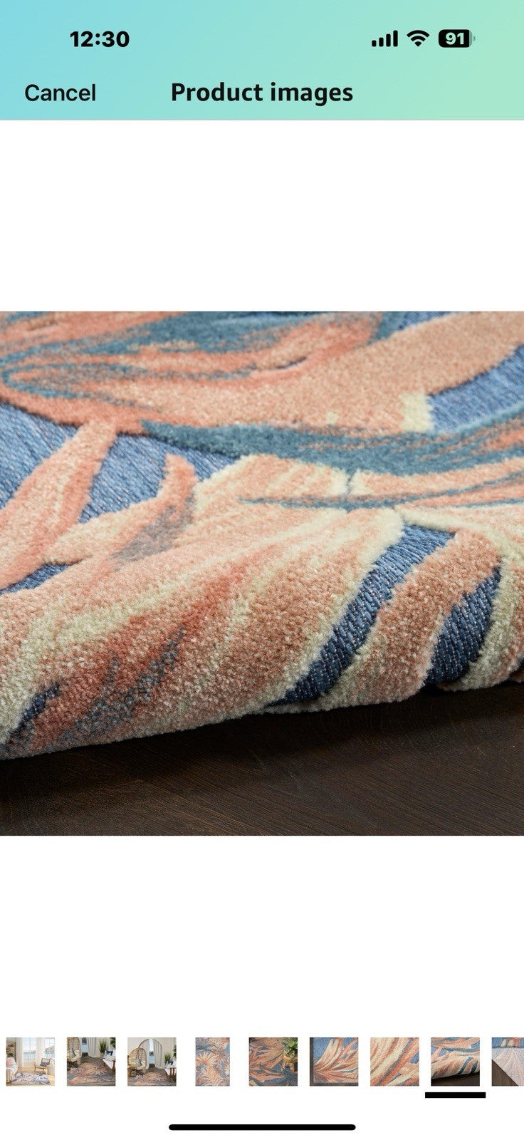 Nourison Aloha Blue Rose 5'3" x 7'5" Area Rug - Easy Clean, Non Shedding,