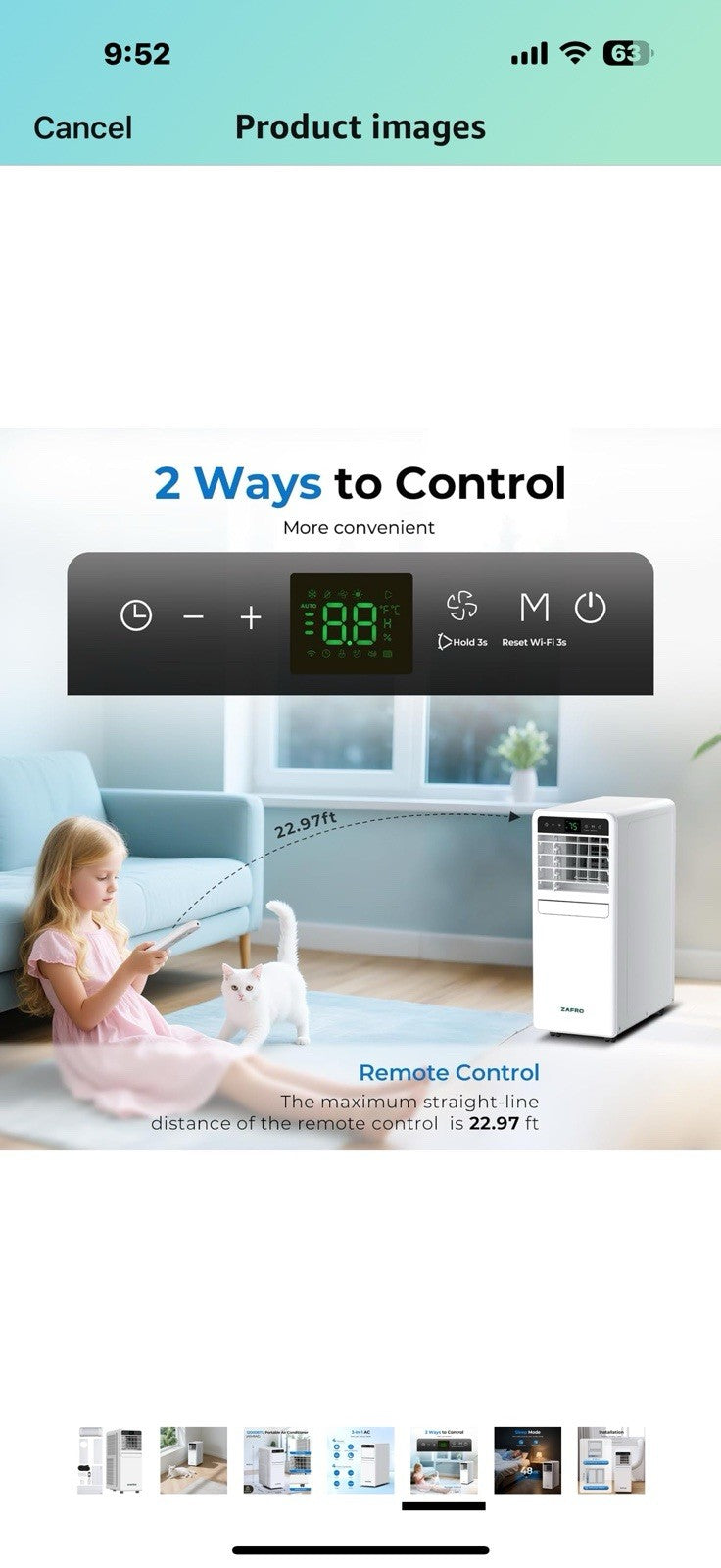 ZAFRO 12,050 BTU Portable Air Conditioner, Smart AC Unit