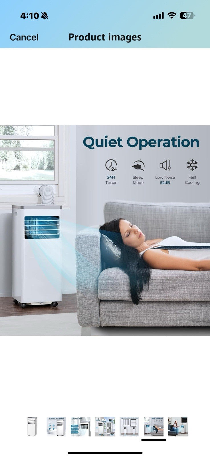 10,000 BTU Portable Air Conditioner, Quiet 3 in 1 AC Unit with Fan & Dehum