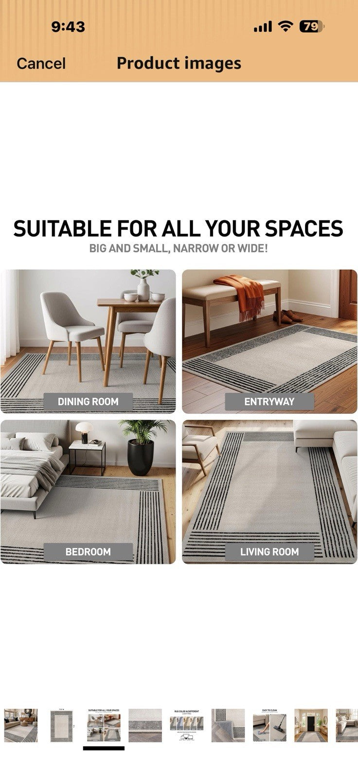 Rugshop Modern Minimal Bordered Indoor Area Rug for Living Room