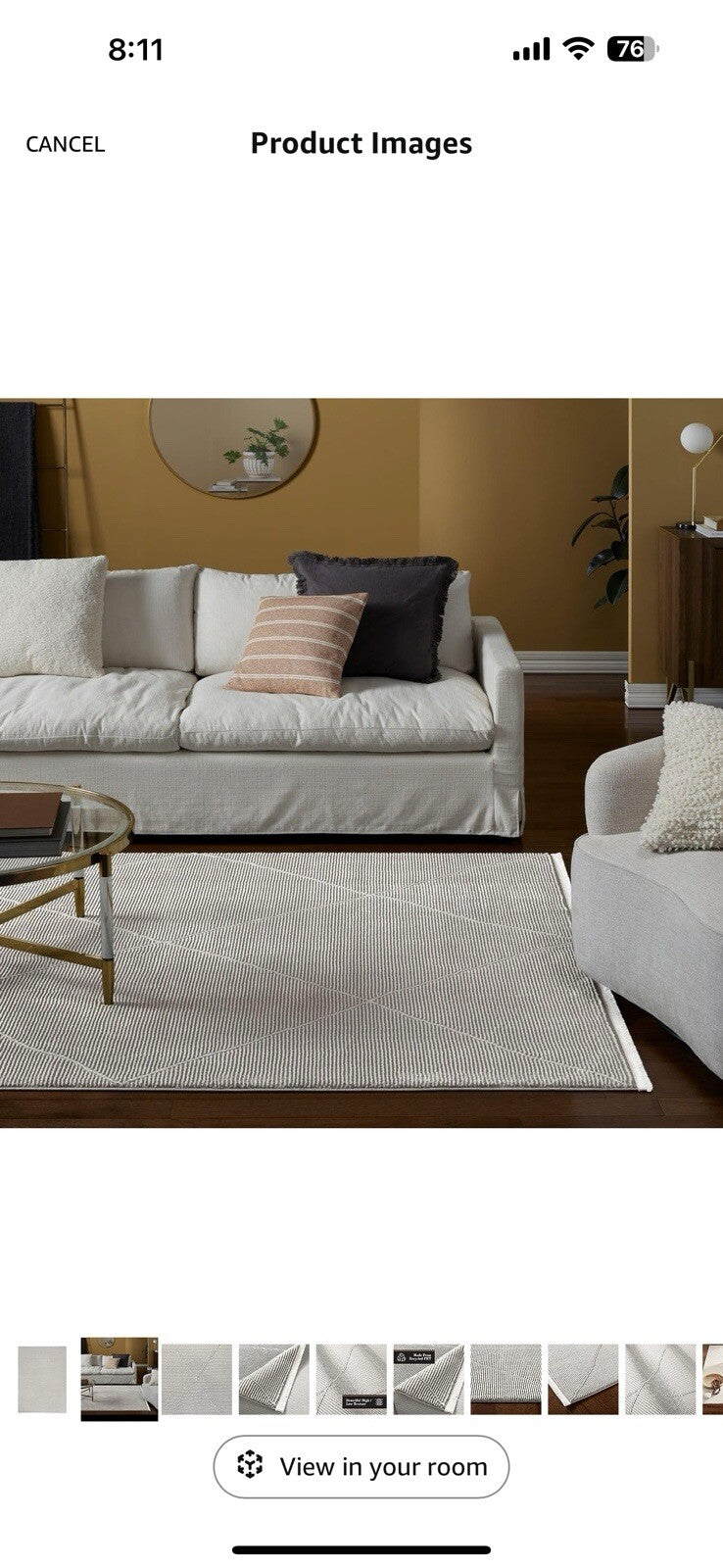 TOWN & COUNTRY LUXE Tretta Contemporary Diamonds Area Rug with Grey, 9'2"x12'5"