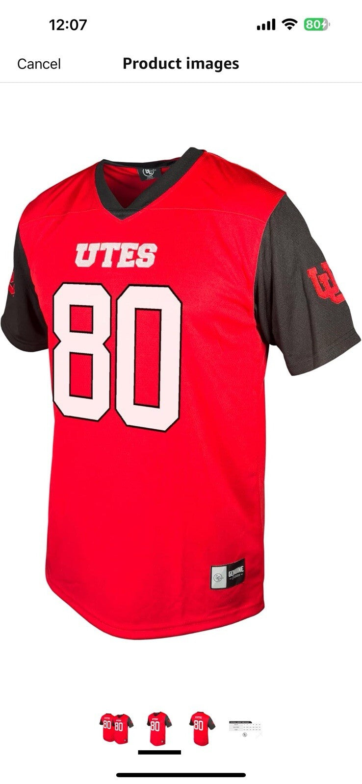 NCAA Mens Utah Utes Football X Large 
