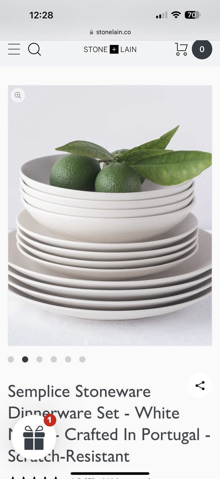 Porto by Stone Lain Semplice 12-Piece Dinnerware Set Stoneware