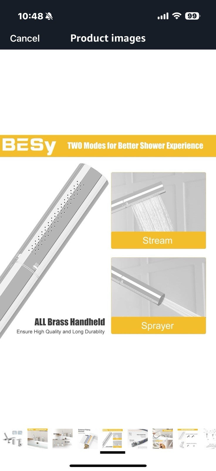 BESy Brass Waterfall Roman Bath Tub Faucets with Sprayer, Deck Mount