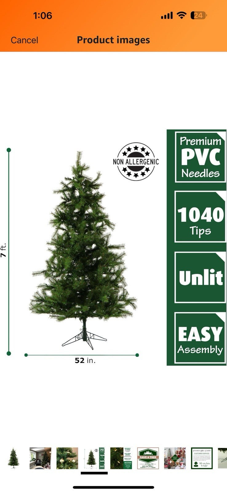 Fraser Hill Farm 7-Ft. Unlit Southern Peace Green Artificial Christmas 