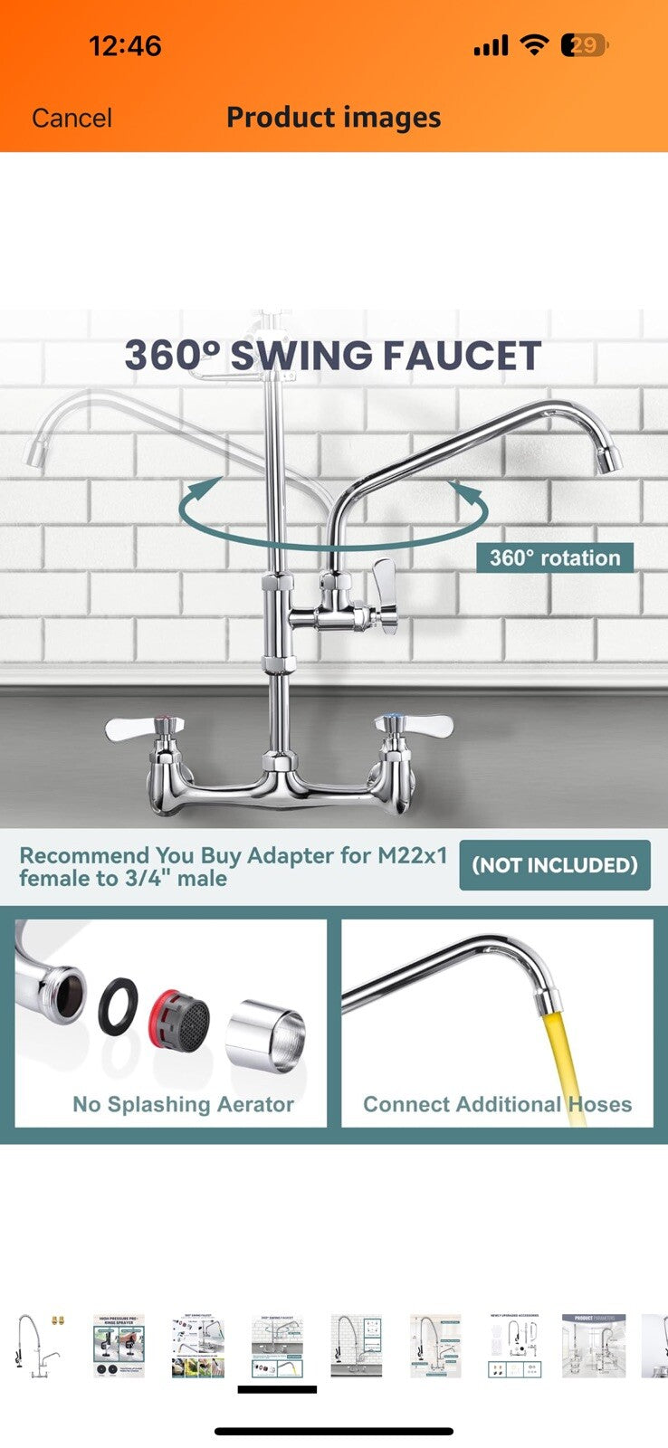 Commercial Sink Faucet with Sprayer: ALEASHA 36 Inches Commercial