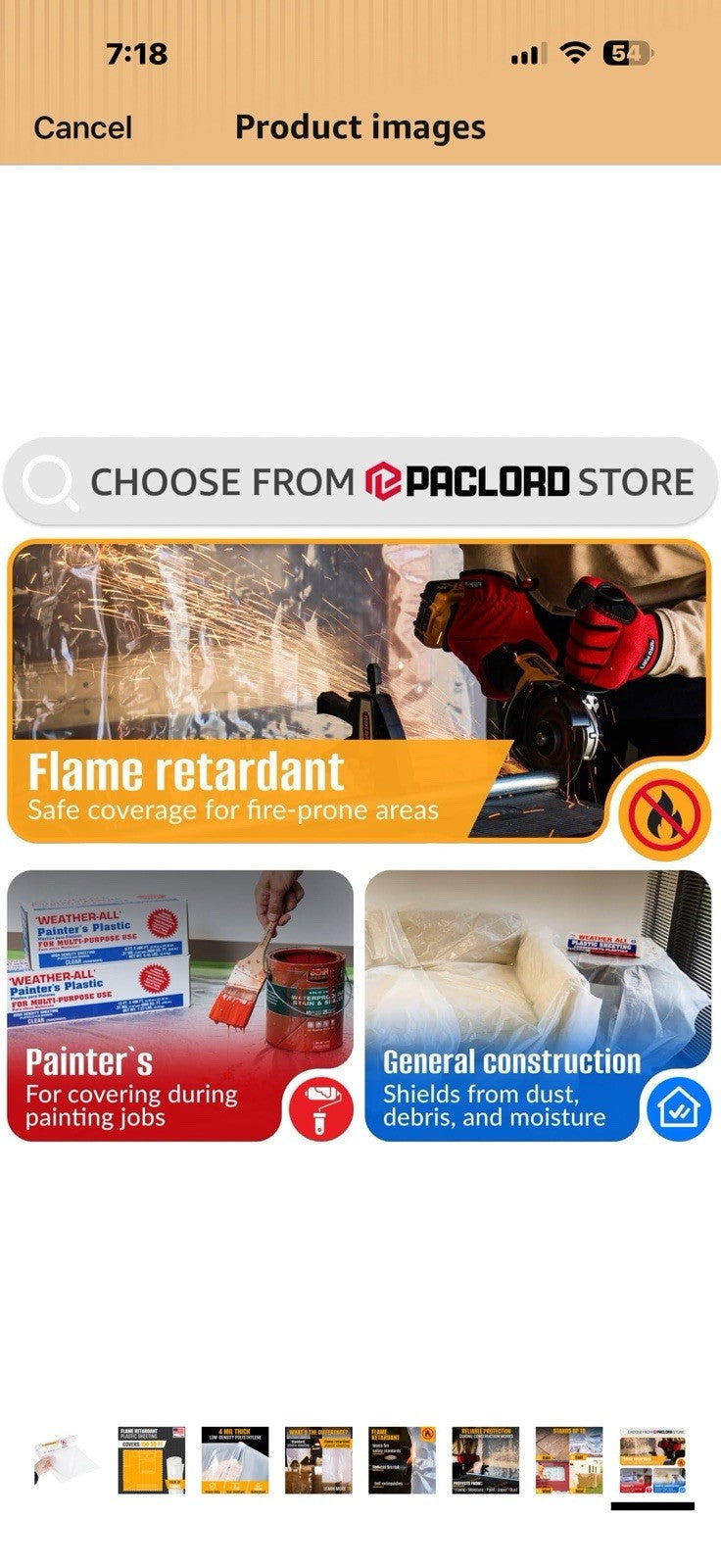 Flame Retardant Plastic Sheeting  3' x 50', 1800SqFt Pack of 12