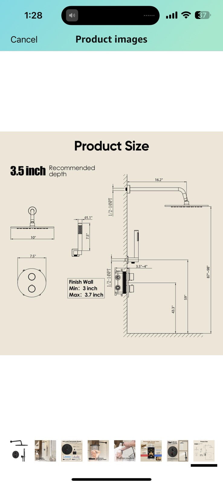 Gabrylly Thermostatic Shower Faucet Set, All Metal Shower System with Anti Scald