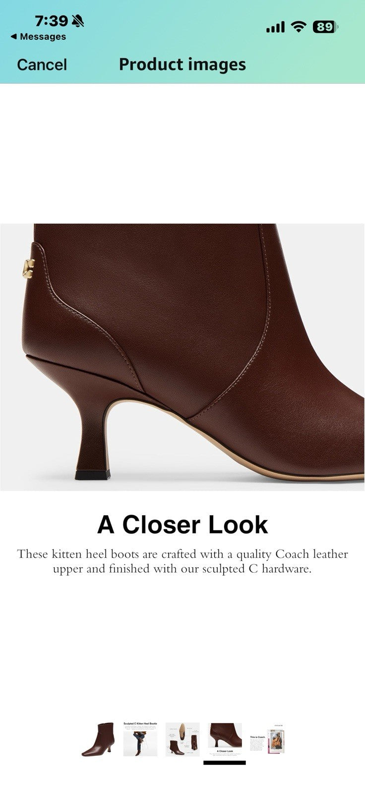 Coach Women's Sculpted C Kitten Heel Bootie Fashion Boot Size 5