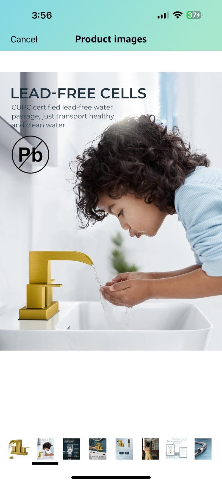FORIOUS Waterfall Gold Bathroom Faucets, Two Handle Bathroom Sink