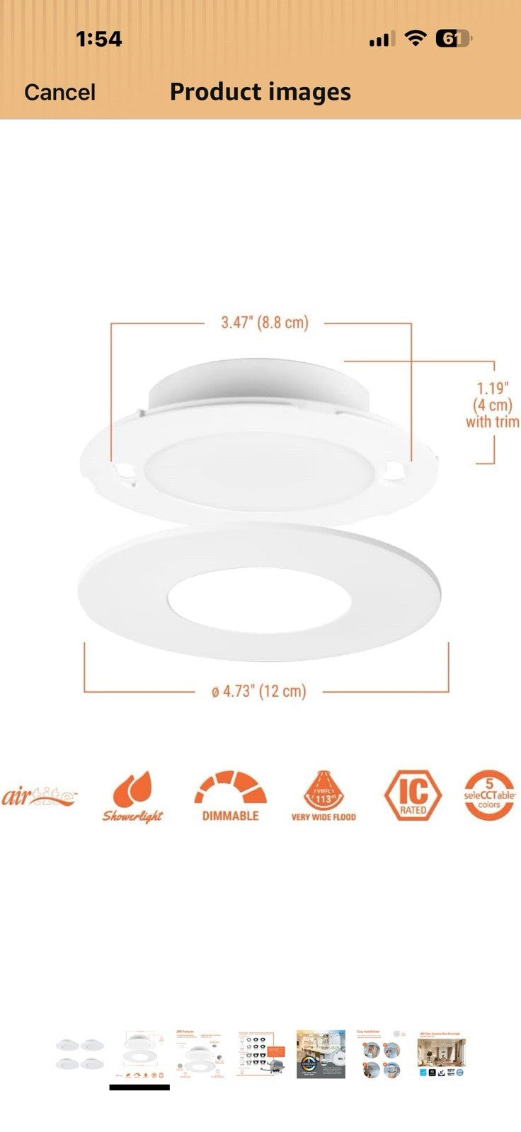 HALO JBD 4 Inch Slim Surface Mount LED Downlight with Selectable CCT, 700 