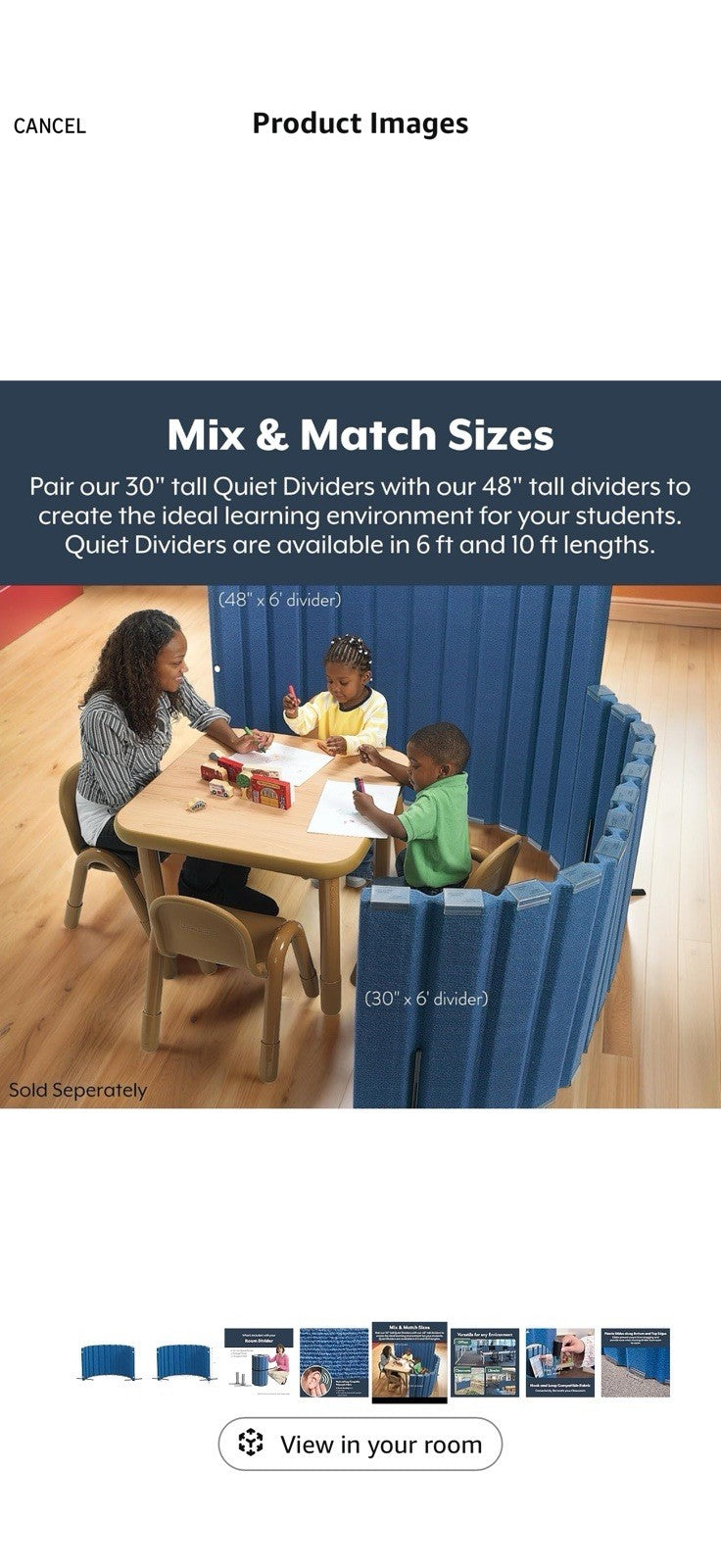 Angeles 30" x 6' Quiet Divider With Sound Dampening