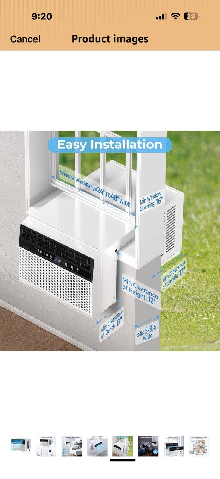 Electactic U-Shaped Window Air Conditioner,Window AC Unit Cools up tp 450 