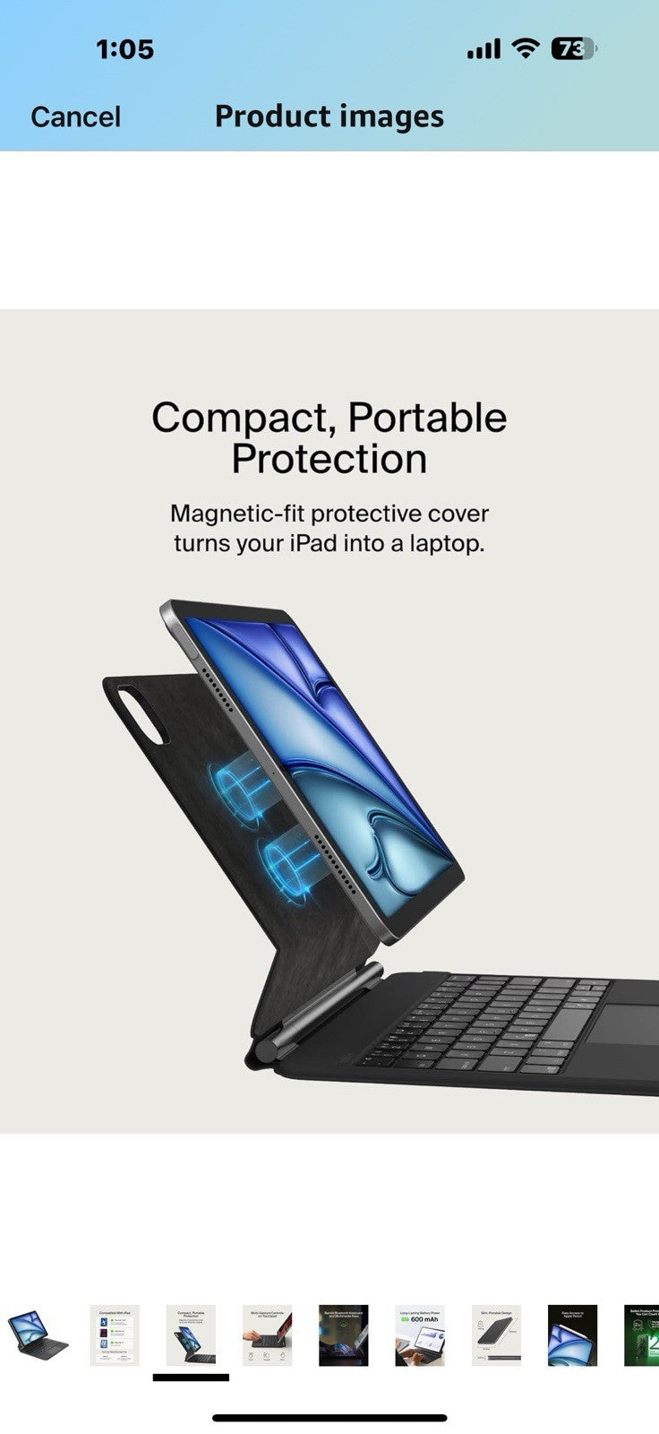 Belkin Pro Keyboard Case w/Magnetic Stand, Backlit Bluetooth Keyboard, 