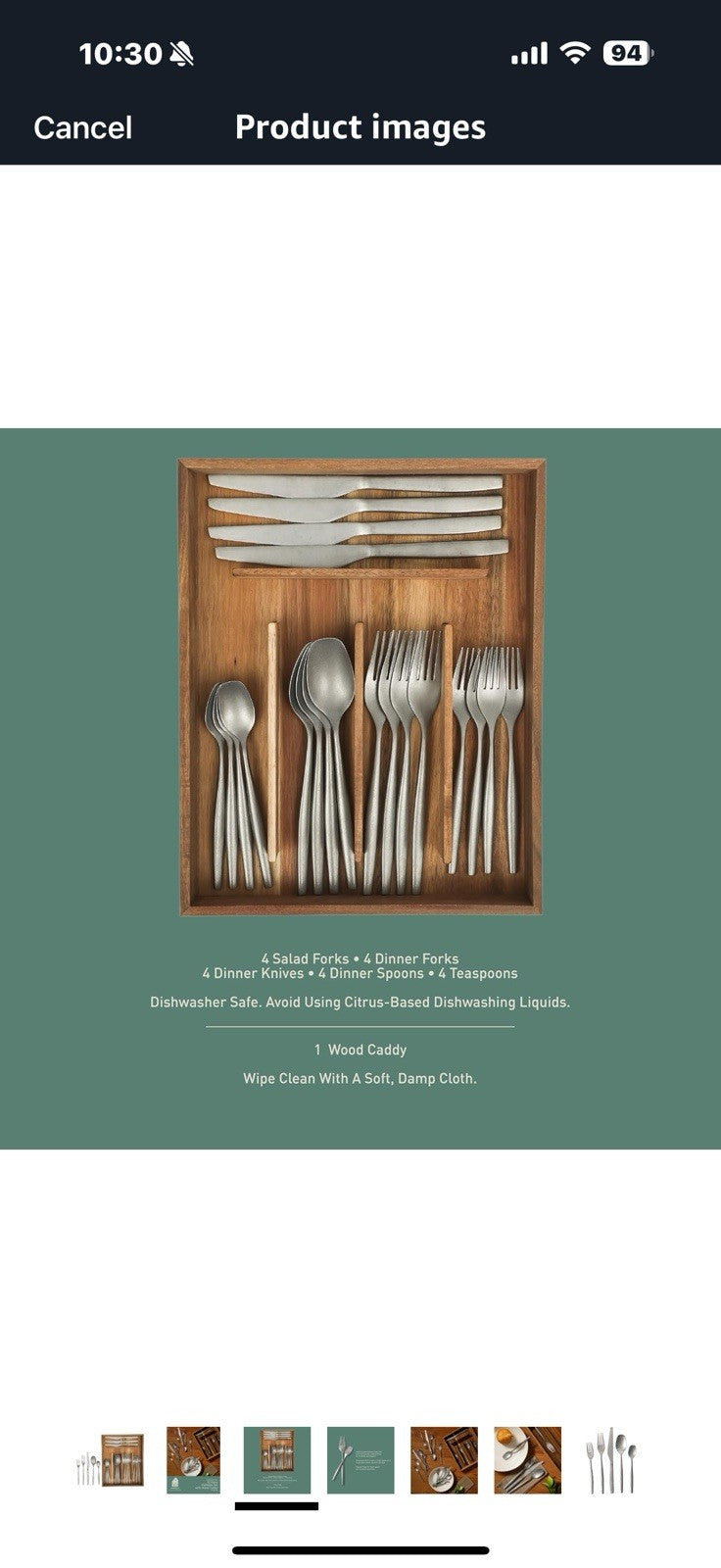 20 Piece Stone Washed Flatware 18/10 Stainless Steel Silverware