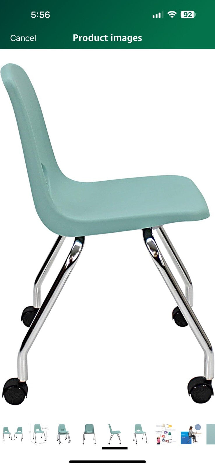 Factory Direct Partners 10372-SF 18" Mobile School Chair with Wheels