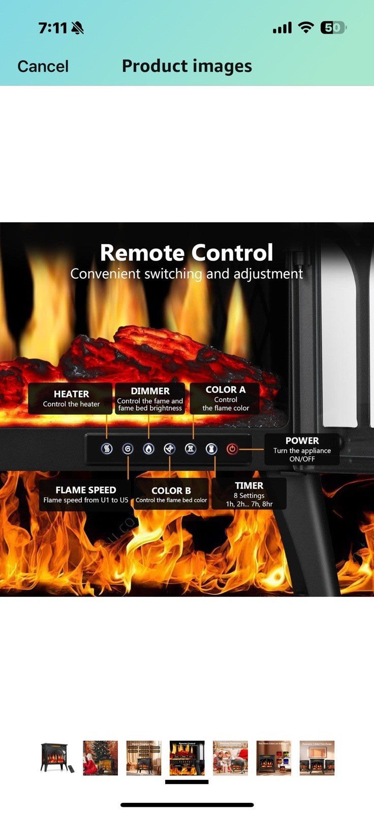 ZAFRO Freestanding 24″ Electric Fireplace Stove, 5100 BTU Portable 