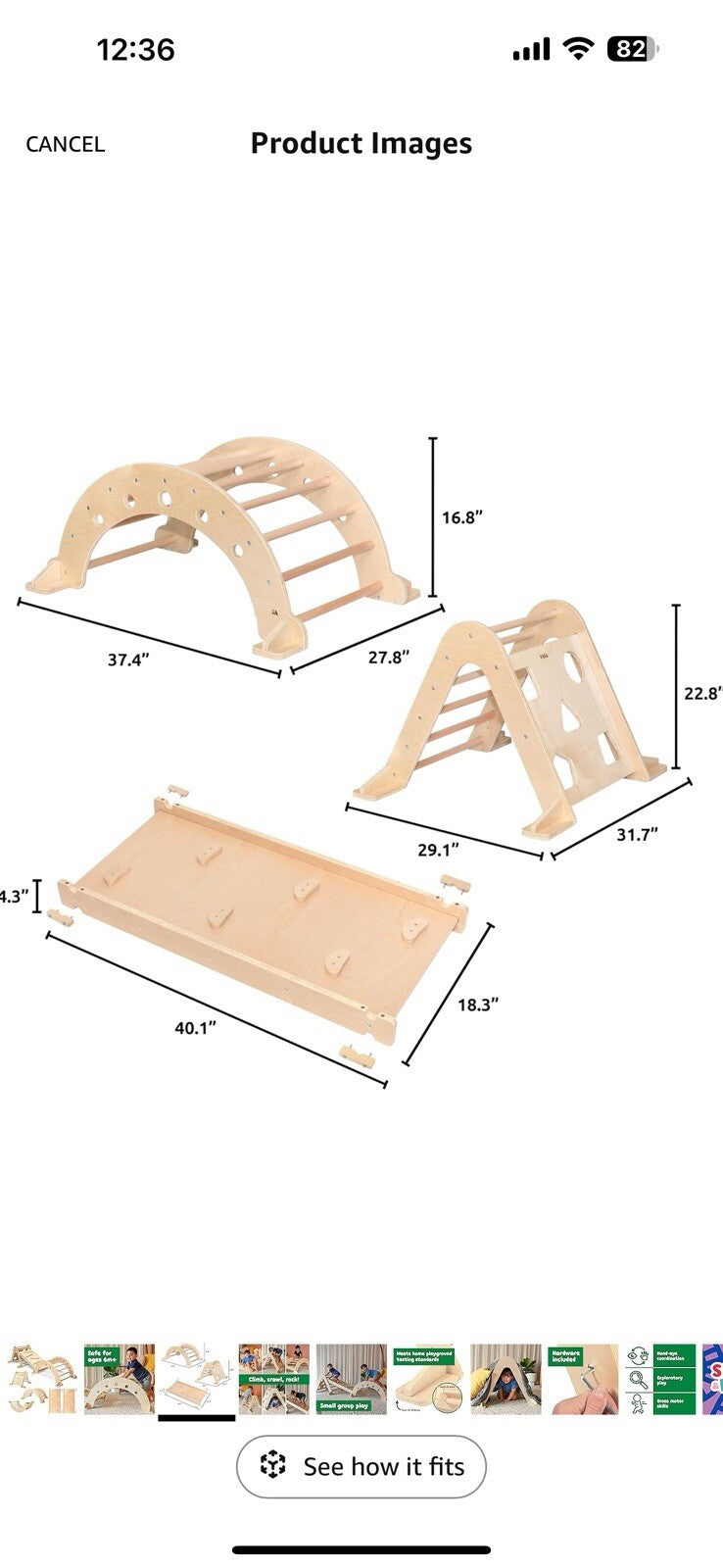 SPARK & WOW Activity Gym - 3-Piece Indoor Climber - Solid Wood - Gross Motor