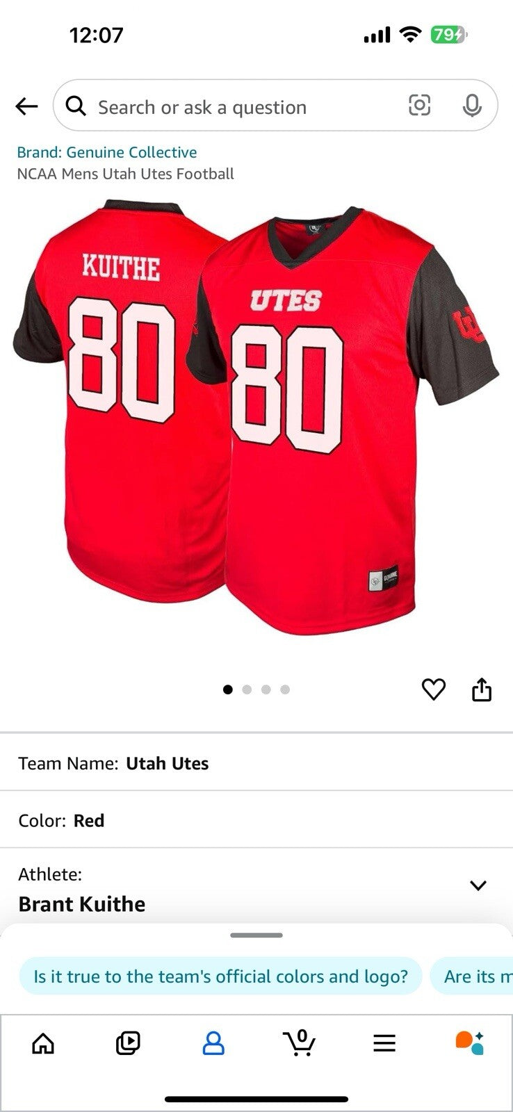 NCAA Mens Utah Utes Football X Large 