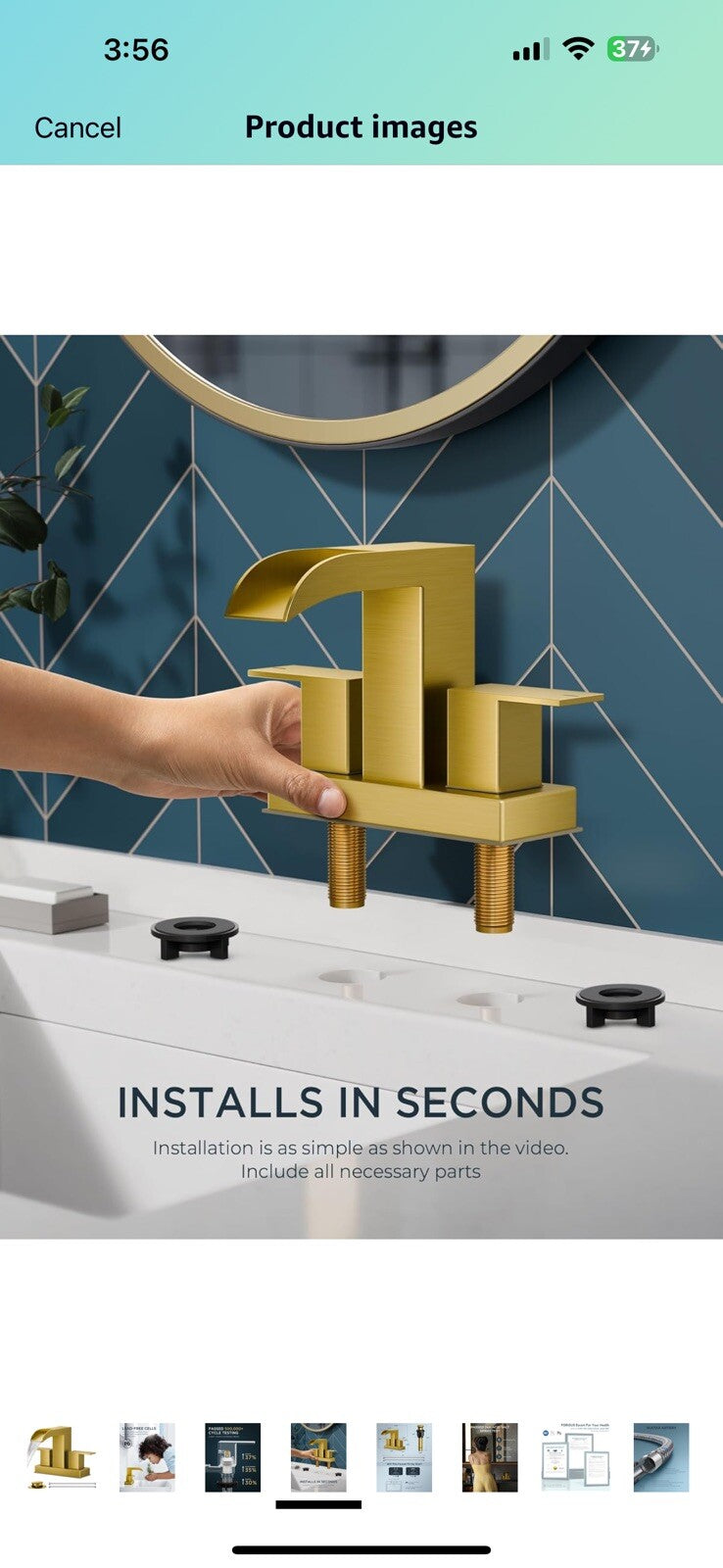 FORIOUS Waterfall Gold Bathroom Faucets, Two Handle Bathroom Sink