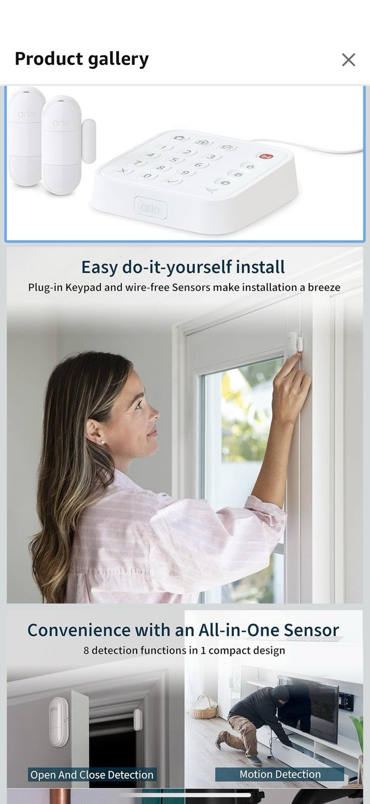 Arlo Home Security System - Wired Keypad Sensor Hub, (2) 8-in-1 Sensors, 