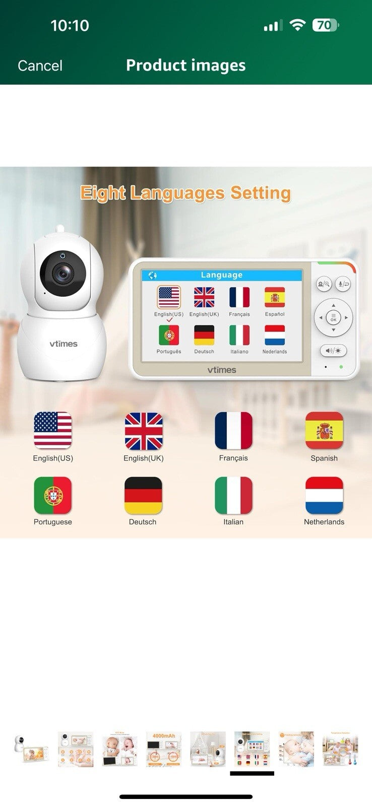 Baby Monitor No WiFi, 5'' Screen with 32-Hour Battery, Video Baby Monitor