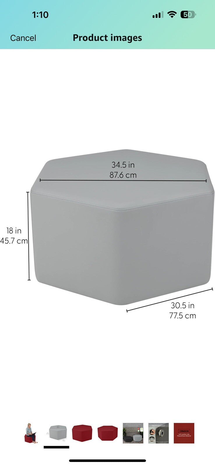 FDP Pro Series Hexagon Ottoman Stool - Hand Upholstered Ottoman 