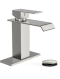 FORIOUS Bathroom Faucet Brushd Nickel Modern Waterfall Bathroom