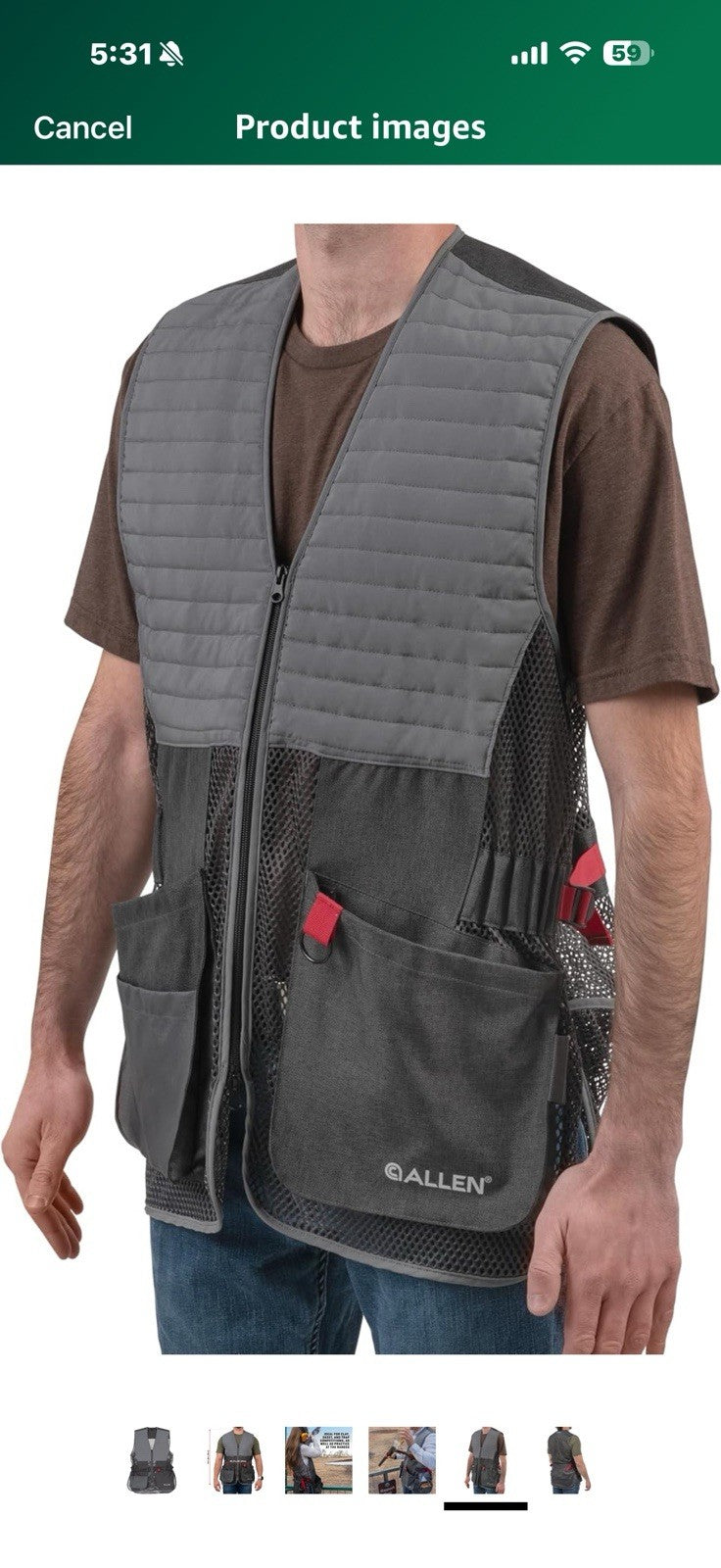 Allen Company Men's Competitor Shooting Vest – Mesh Vest with Moveable XL