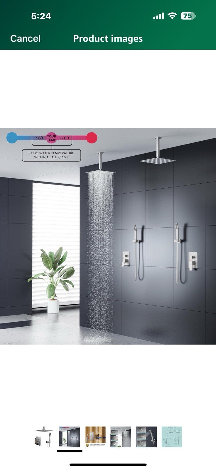 FORIOUS 10 in Rainfall Shower System - Ceiling Mount,Brushed Nickel Rain