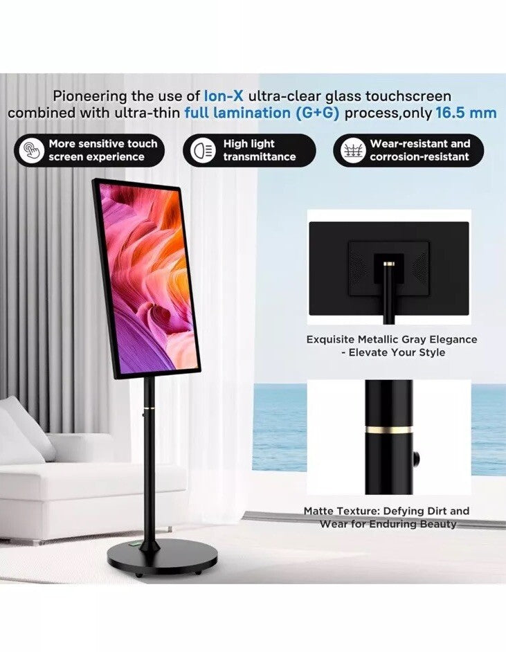 1080P 27-Inch Portable TV Touchscreen Monitor,Qualcomm 8-core CPU,8G RAM