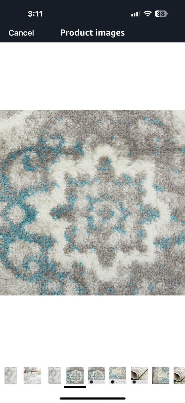Home Dynamix Boho Celeste Transitional Damask Area Rug, Grey/Blue, 7'9"x10'2