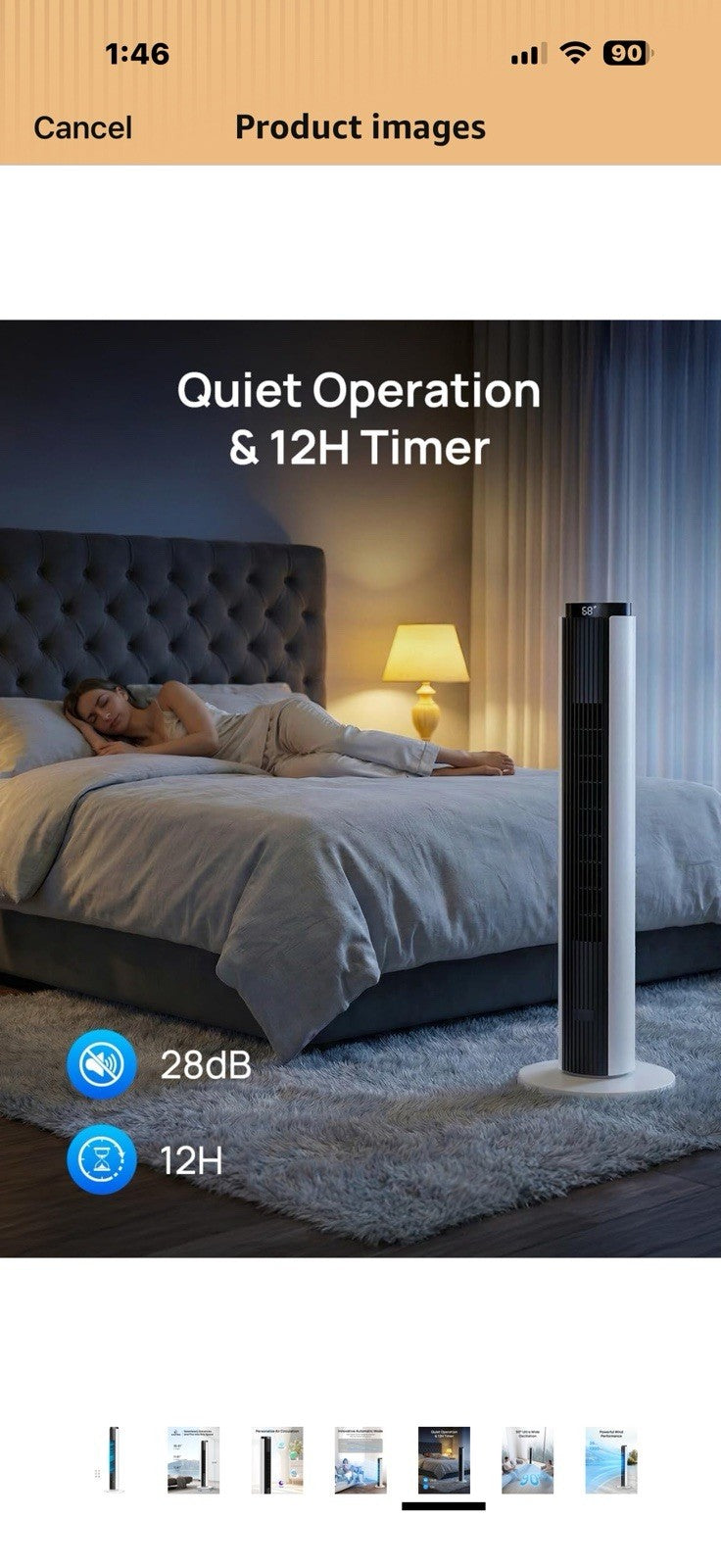 ZAFRO Tower Fan for Bedroom, 37'' Cooling Fans with 4 Modes 6 Speeds,
