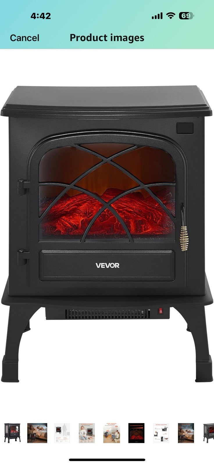 VEVOR 25.5inch Freestanding Fireplaces, 1500W 5120BTU Portable Electric